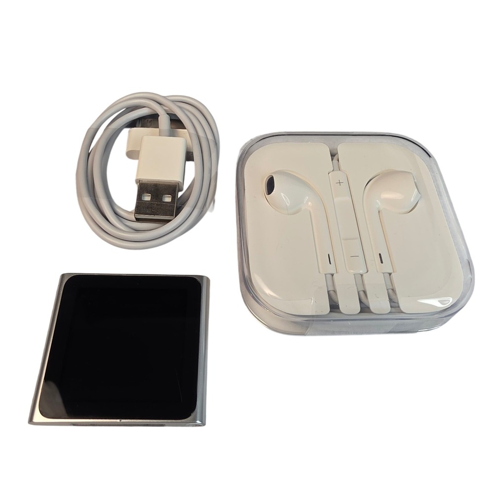 Apple iPod Nano 6th Generation 8GB Silver MC525LL with New EarPods & New Cable